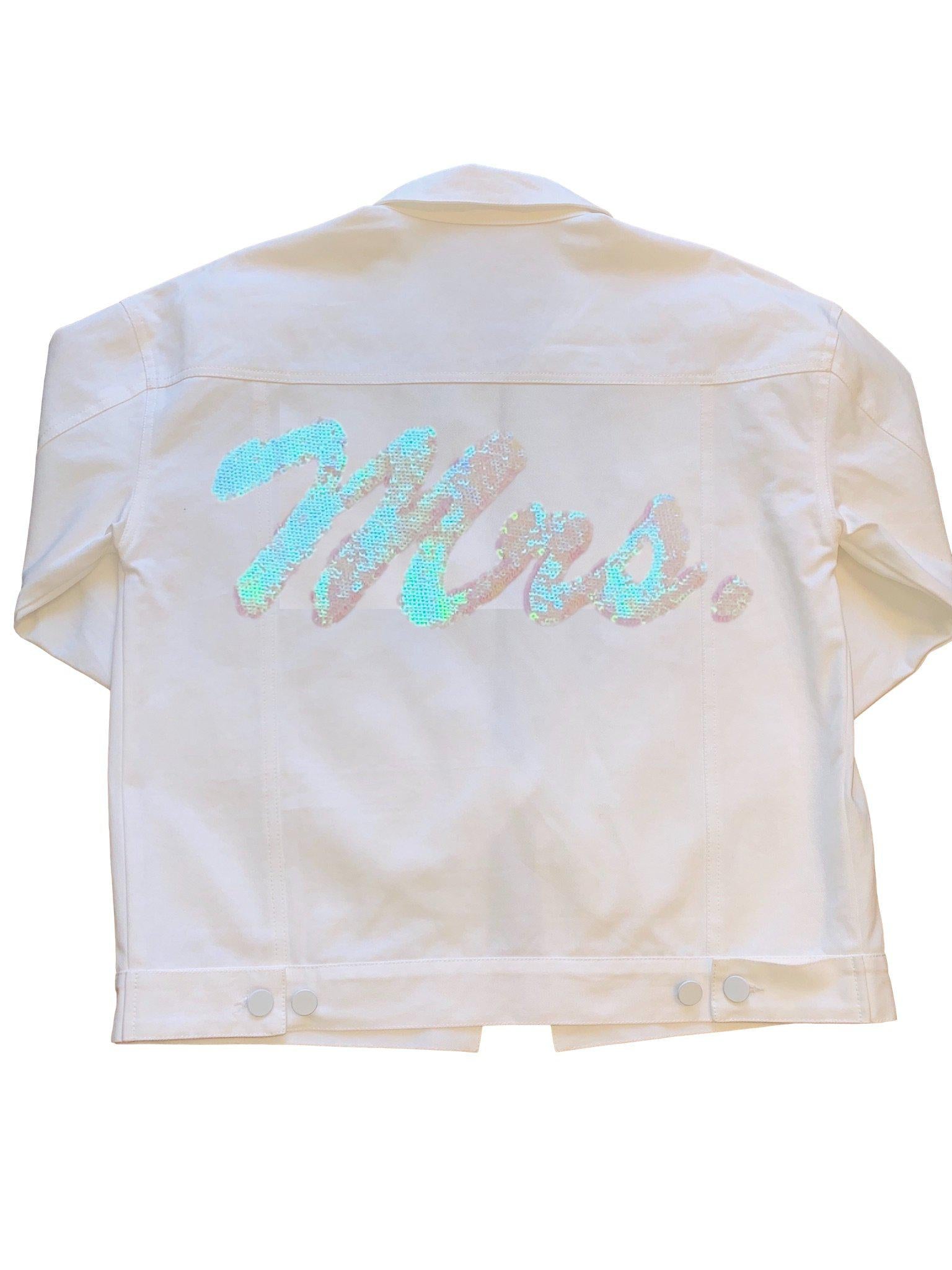 Iridescent Mrs. Denim Jacket - Sparkle City Co