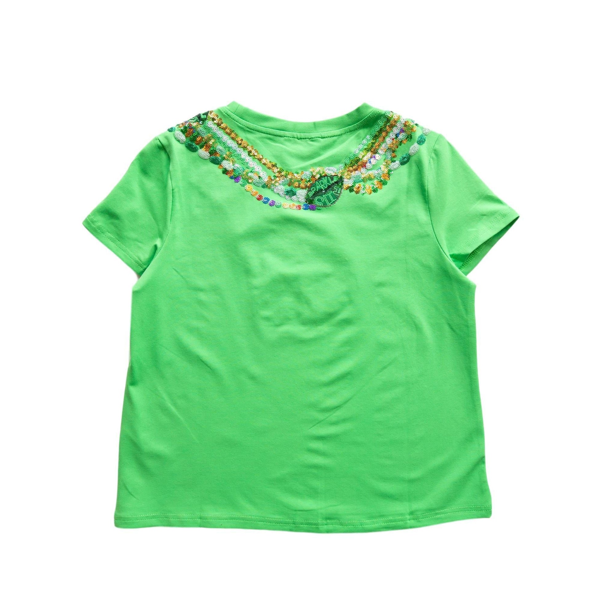 Kids Lucky Light Green Beads Tee - Sparkle City Co