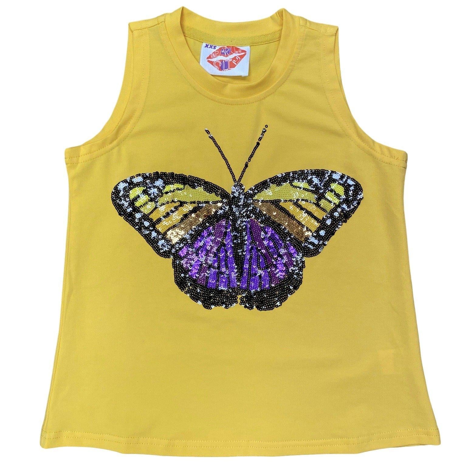 KIDS Purple/Gold Butterfly Tank - Sparkle City Co