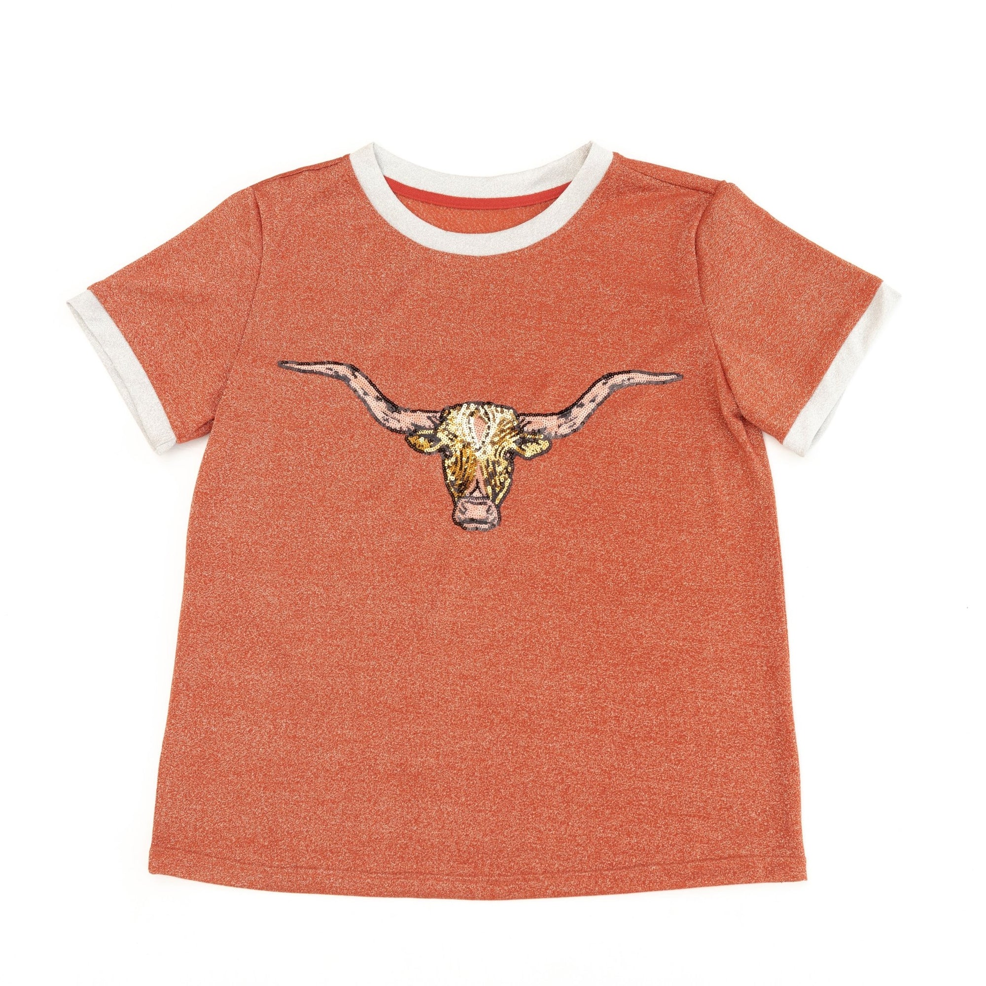 Longhorn Glitter Two Tone Tee - Sparkle City Co