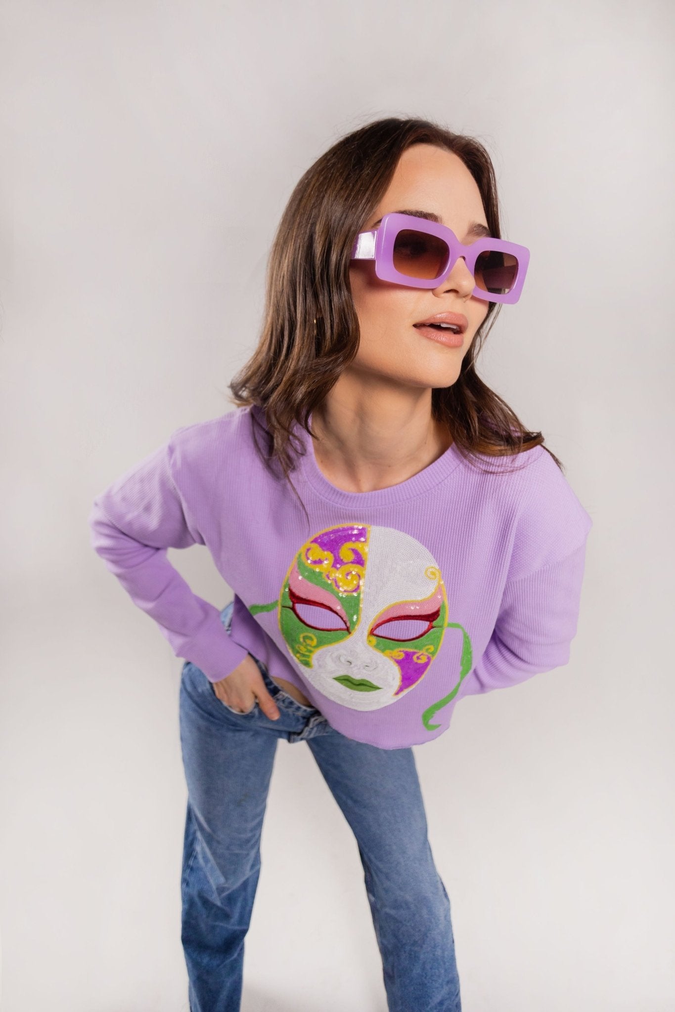 Mardi Gras Mask Waffle Top - Sparkle City Co