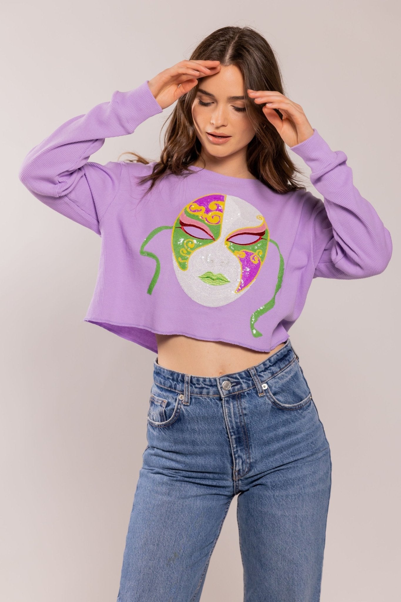 Mardi Gras Mask Waffle Top - Sparkle City Co