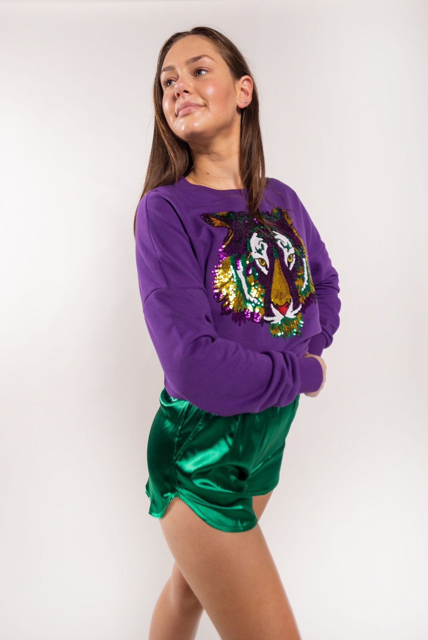 Mardi Gras Tiger Sweatshirt - Sparkle City Co
