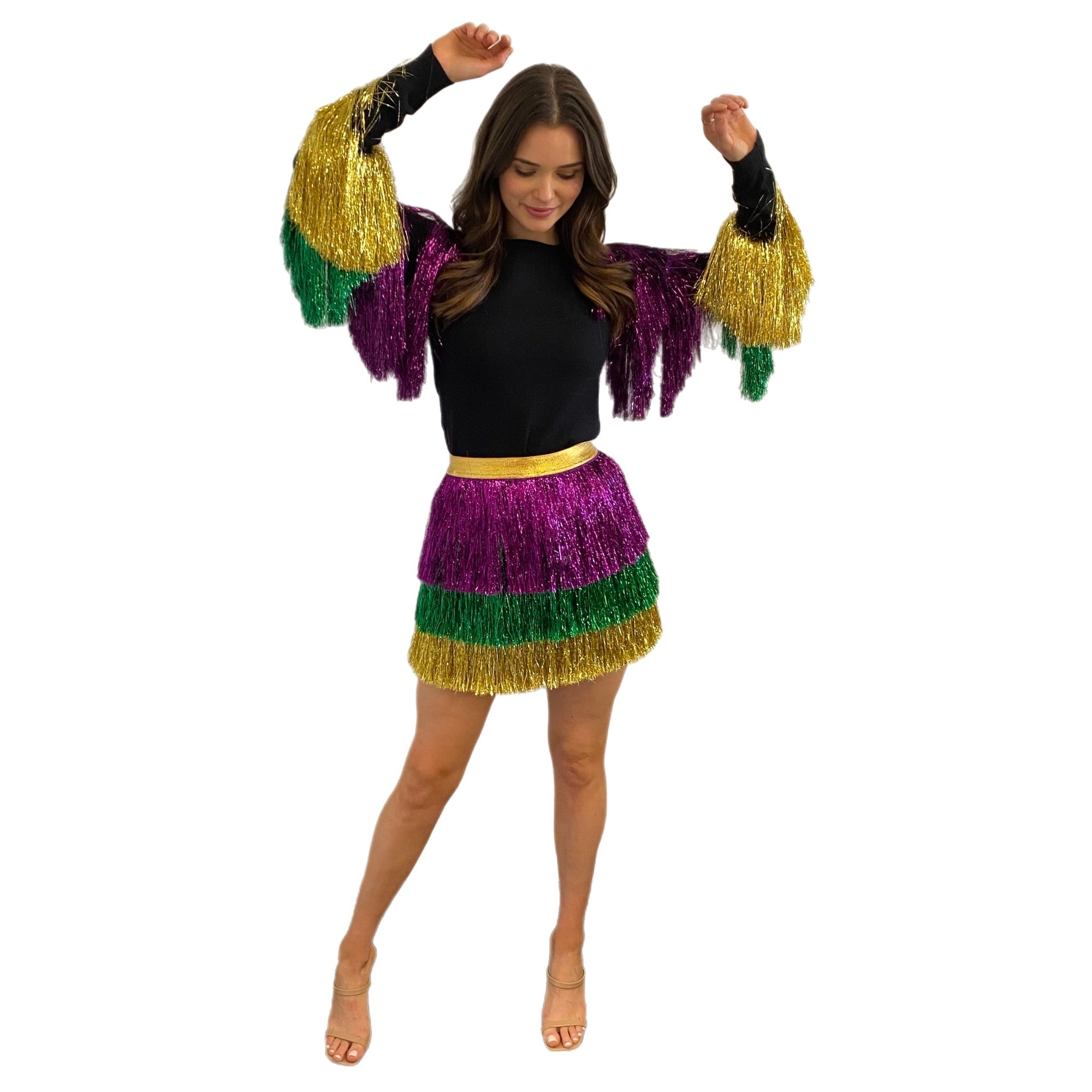 Mardi Gras Tinsel Tier Skirt - Sparkle City Co