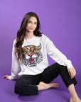 Mega Wildcat Sequin Sweater White - Sparkle City Co