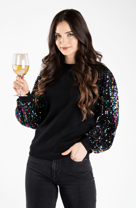 Multi Color Shimmer Sleeve Sweater - Sparkle City Co