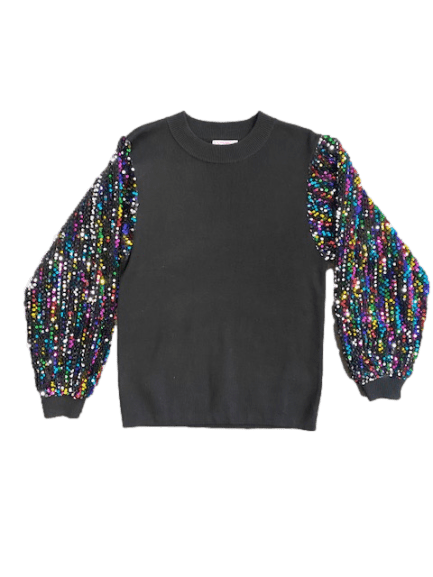 Multi Color Shimmer Sleeve Sweater - Sparkle City Co
