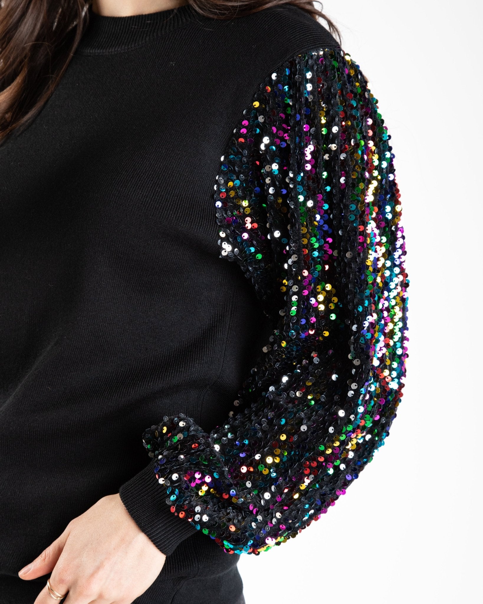 Multi Color Shimmer Sleeve Sweater - Sparkle City Co