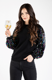 Multi Color Shimmer Sleeve Sweater
