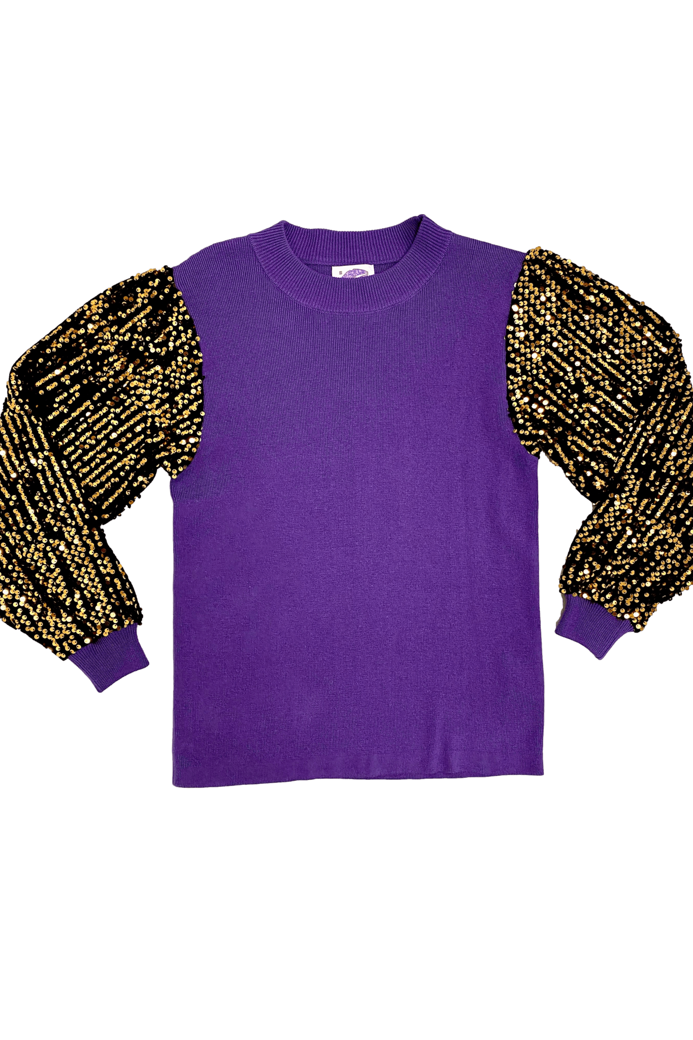 Purple and Gold Shimmer Sleeve Sweater - Sparkle City Co