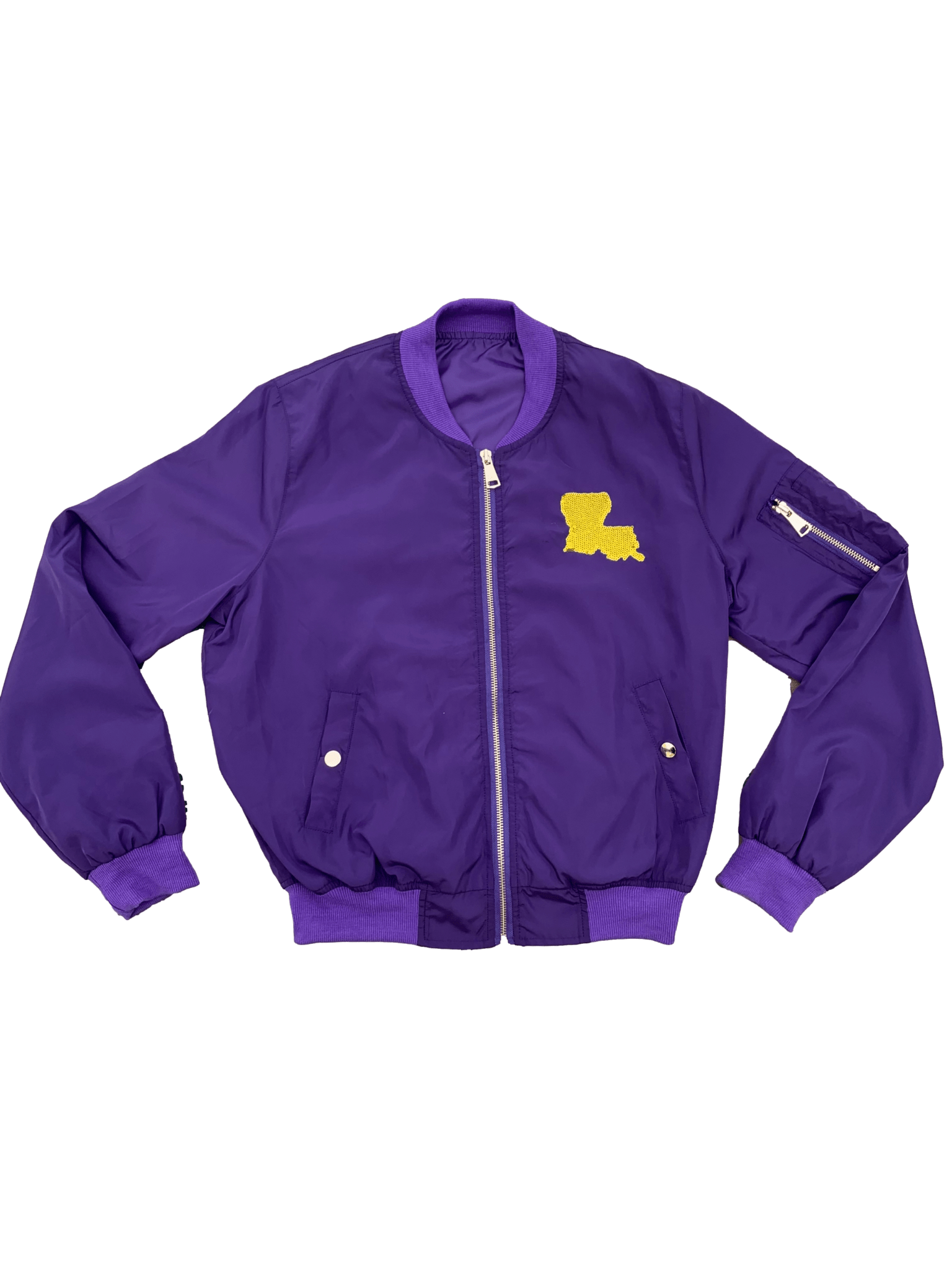 Purple Louisiana Bomber Jacket - Sparkle City Co