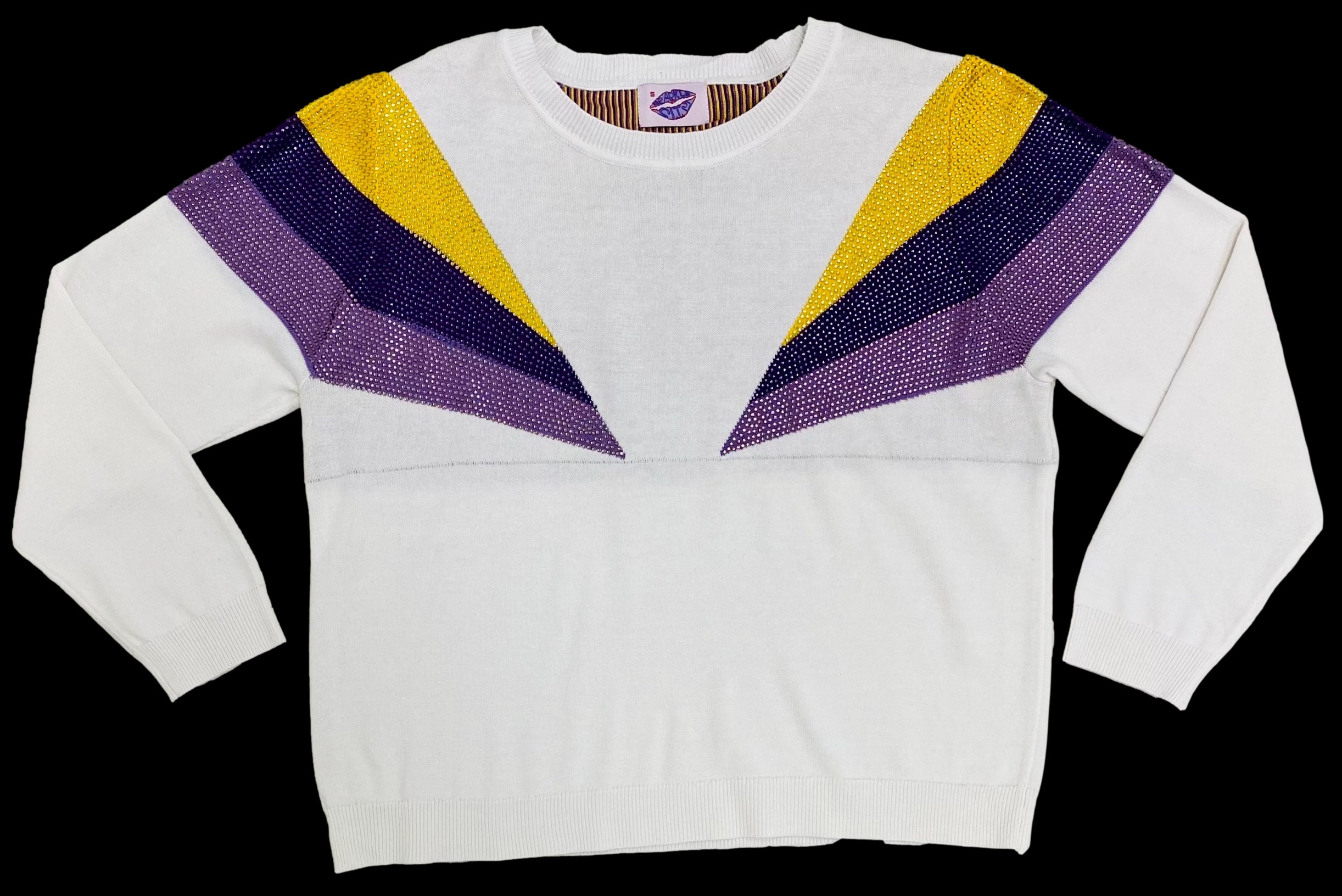 Purple and Gold Shoulder Stripes Sweater