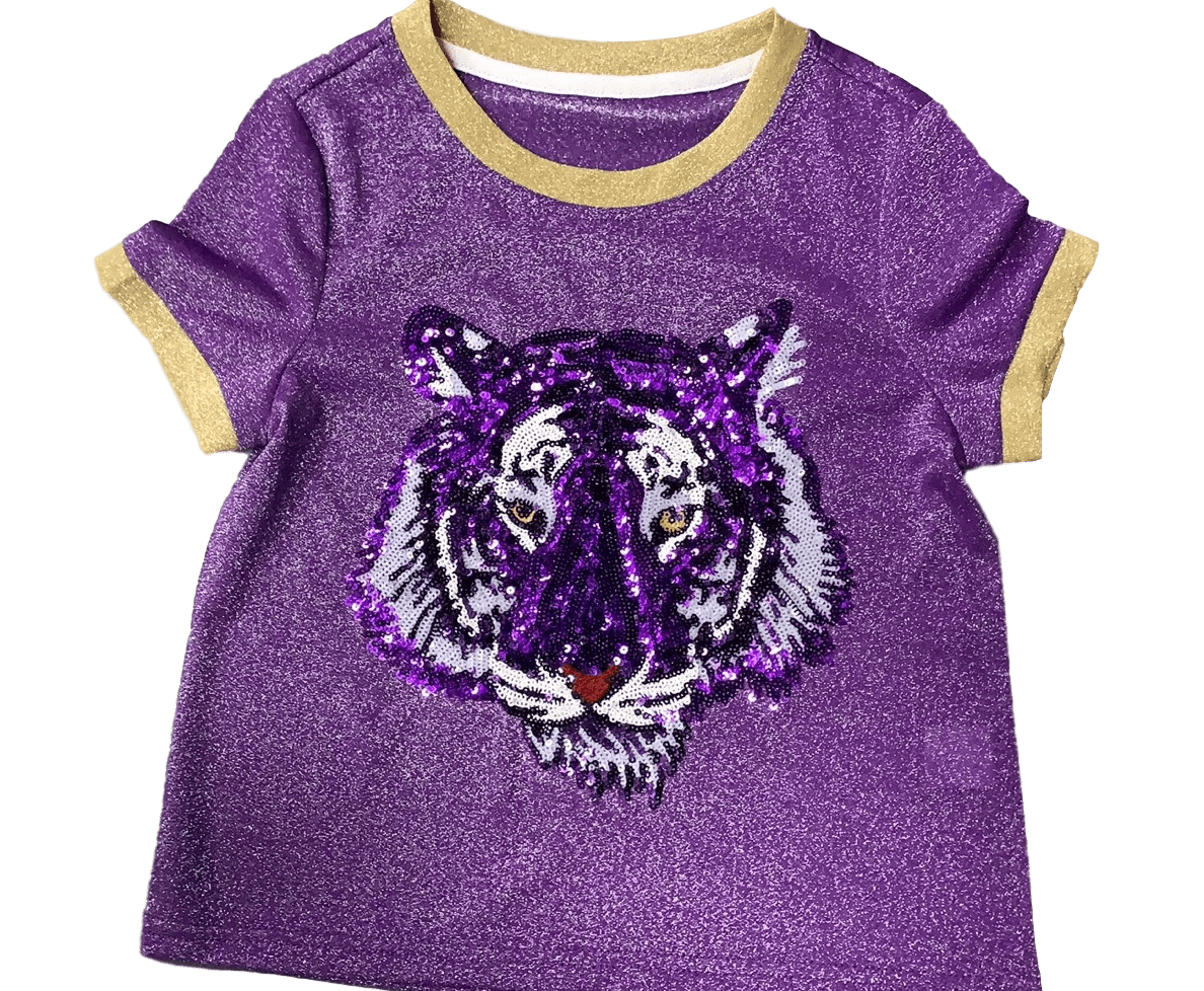 Purple Tiger Two Tone Glitter Tee - Sparkle City Co