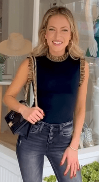 Ready to Ruffle Tank - Black & Gold - Sparkle City Co