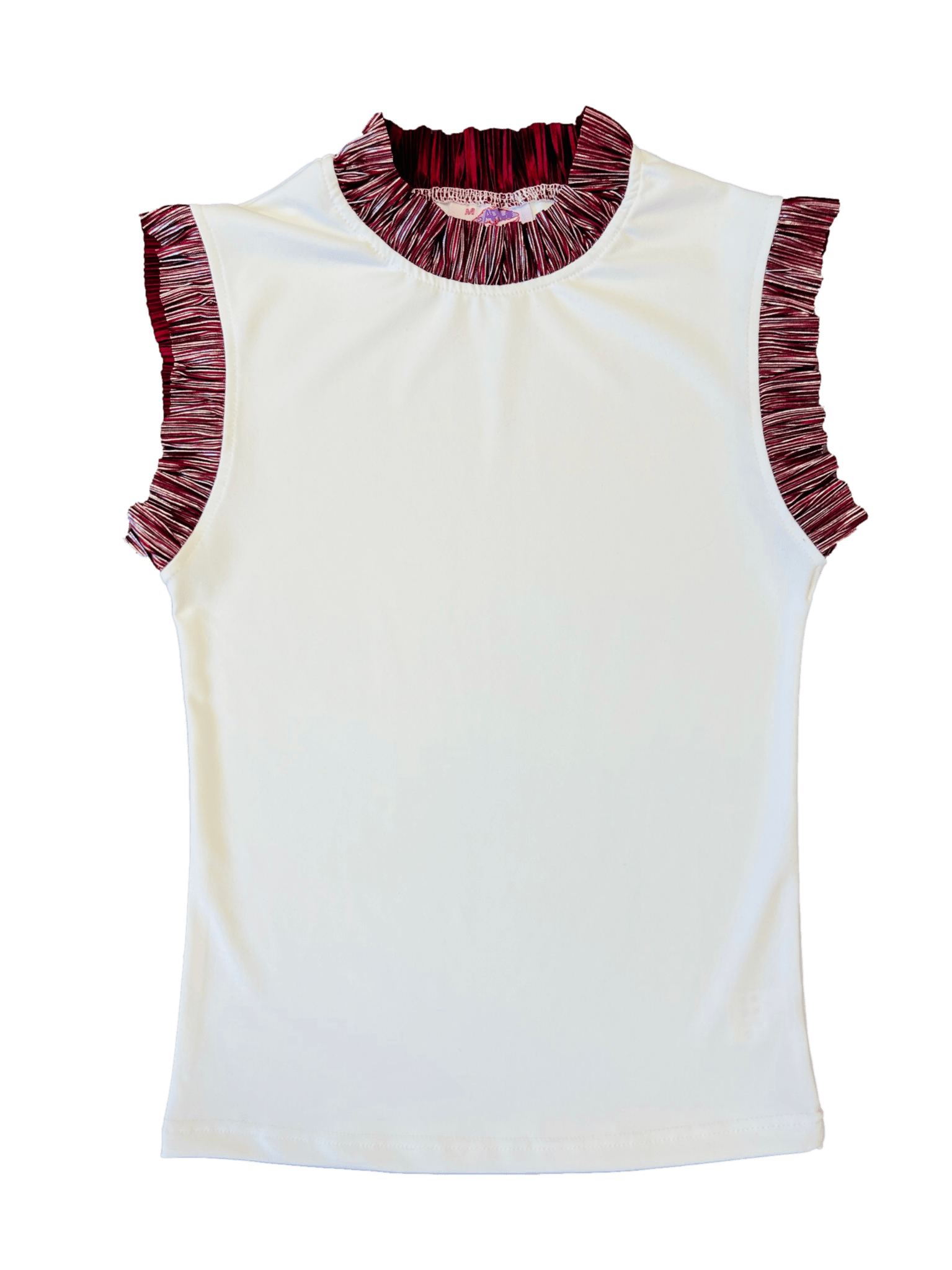 Ready to Ruffle Tank - Cream and Maroon - Sparkle City Co