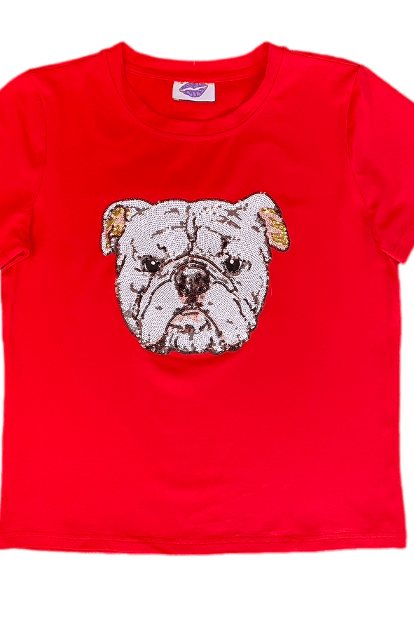 Red Bulldog Head tee - Sparkle City Co