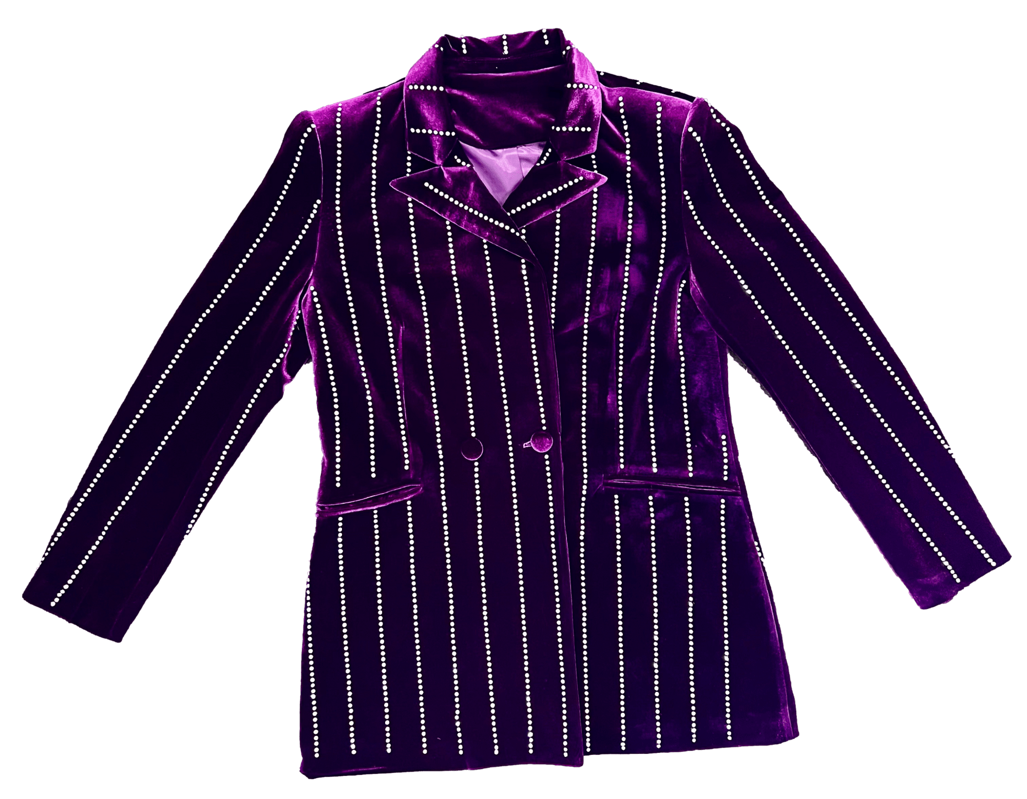 Rhinestone Pin Stripe Velvet Blazer - Sparkle City Co