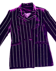 Rhinestone Pin Stripe Velvet Blazer - Sparkle City Co