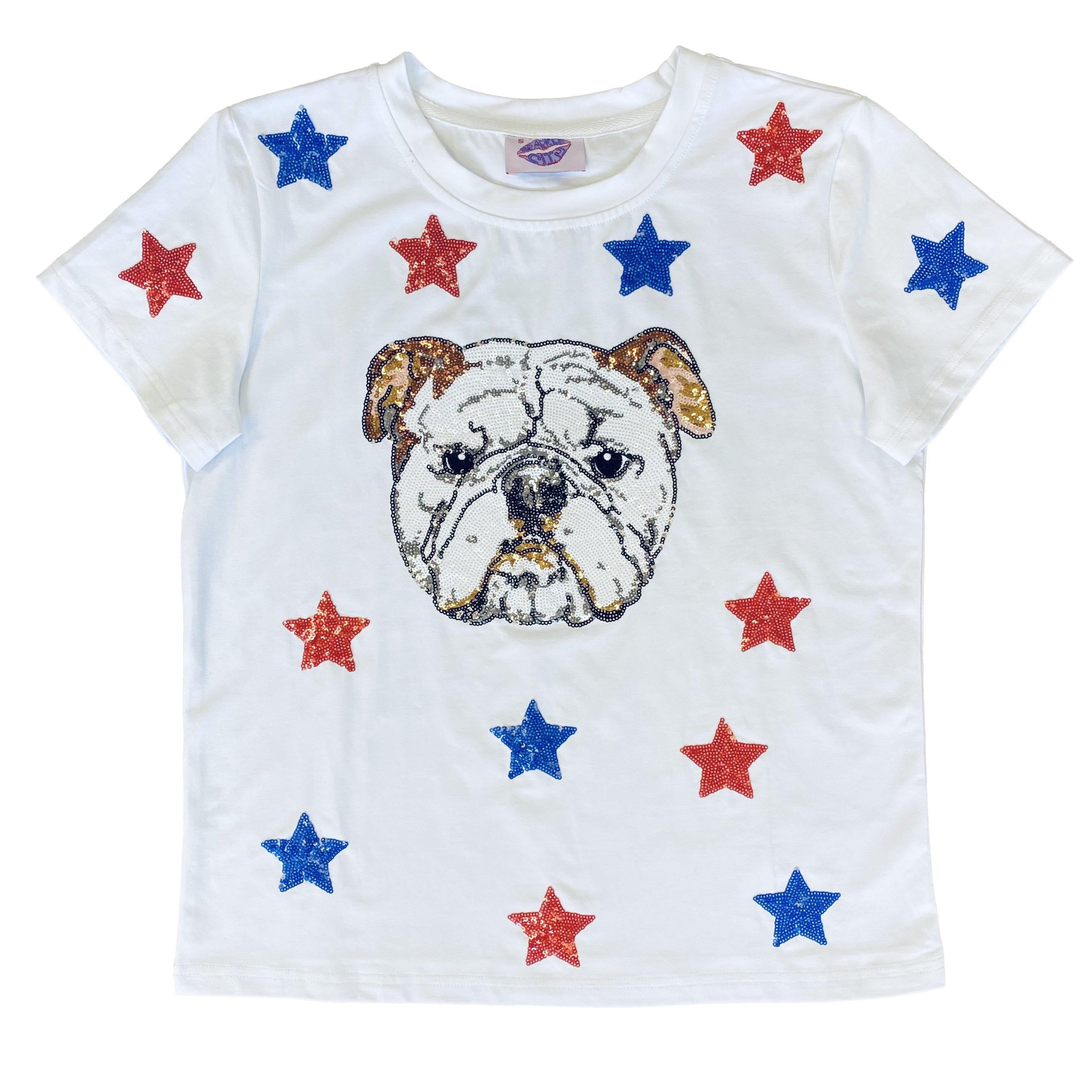 Blue and Red Star Struck Bulldog Tee
