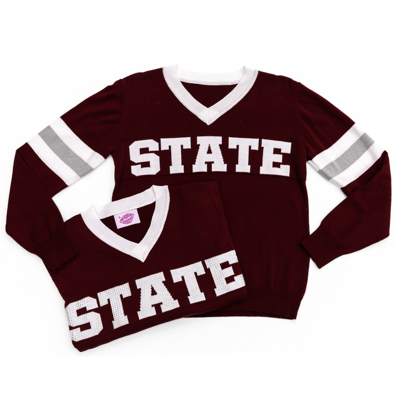 STATE Maroon Jersey Sweater - Sparkle City Co