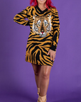 Knit Tiger Stripe Dress with Tiger Head