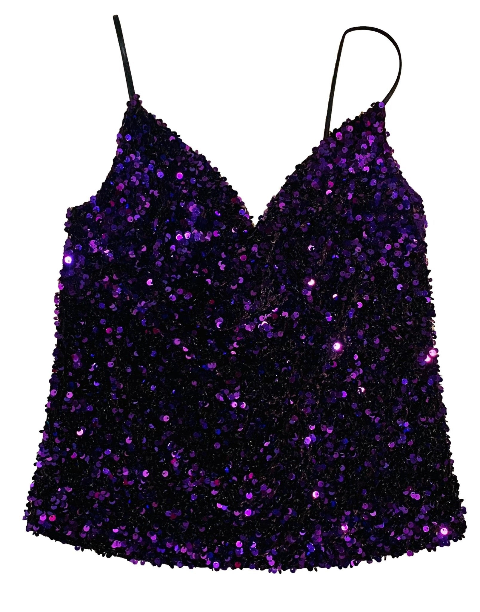 Twinkling Cowl Neck Purple Tank - Sparkle City Co