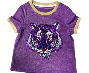 Purple Tiger Two Tone Glitter Tee