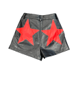 Vegan Leather Shorts | Black w/ Red Stars - Sparkle City Co
