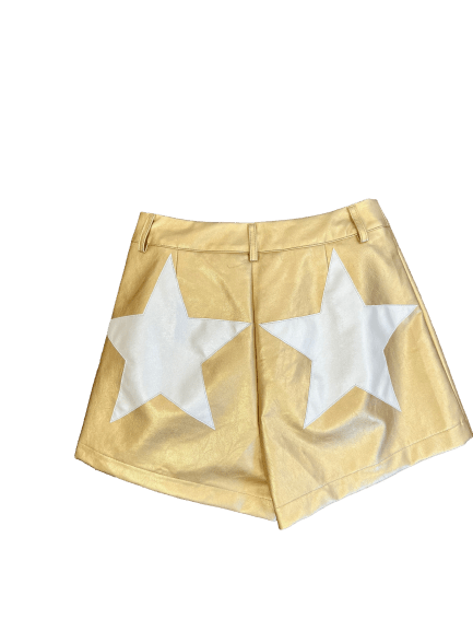 Vegan Leather Shorts | Gold w/ Cream Stars - Sparkle City Co