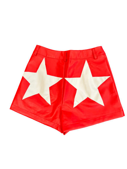 | Vegan Leather Shorts | Red w/ White Stars - Sparkle City Co