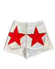 Vegan Leather Shorts | Silver w/ Red Stars - Sparkle City Co