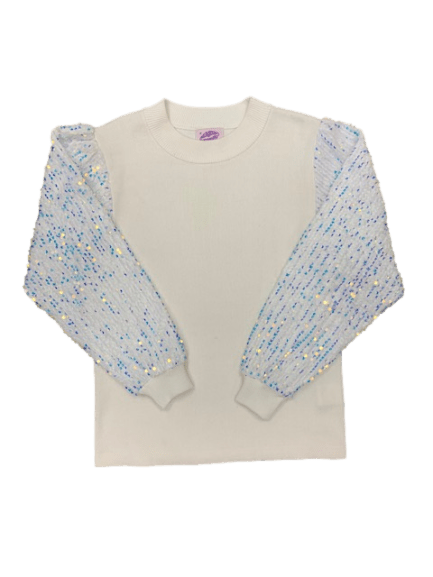 White Shimmer Sleeve Sweater - Sparkle City Co