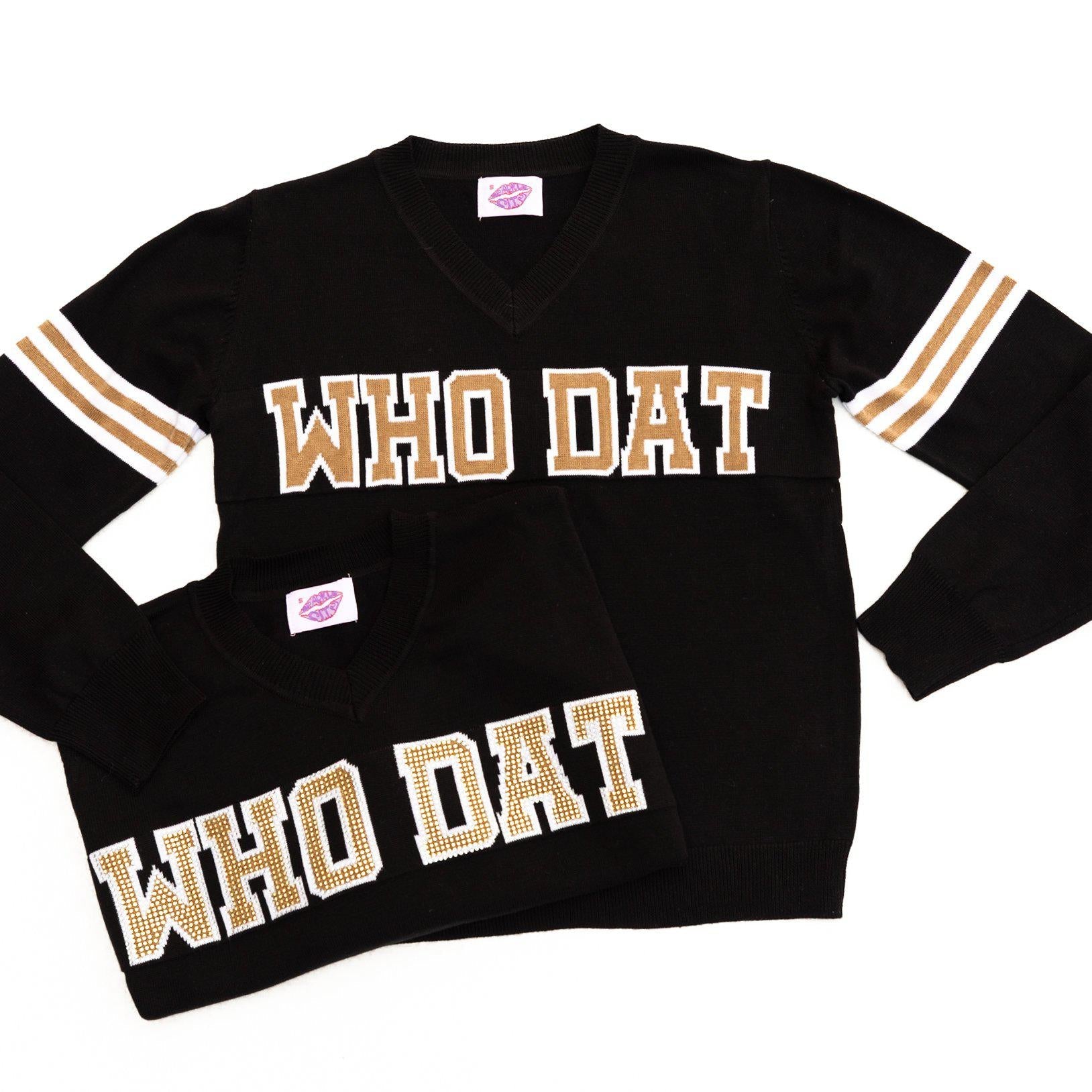 WHO DAT Black Sweater - Sparkle City Co