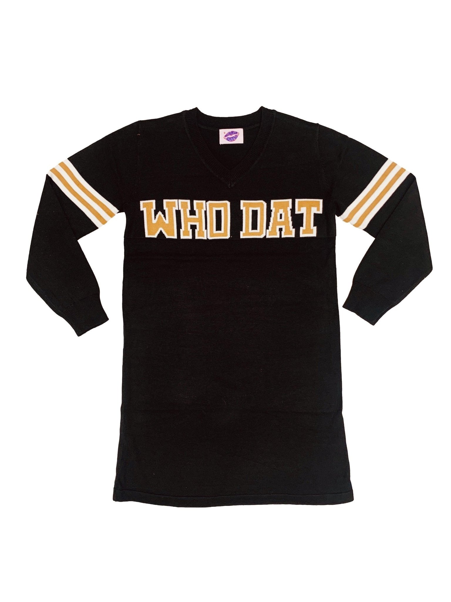 WHO DAT Black Sweater Dress - Sparkle City Co