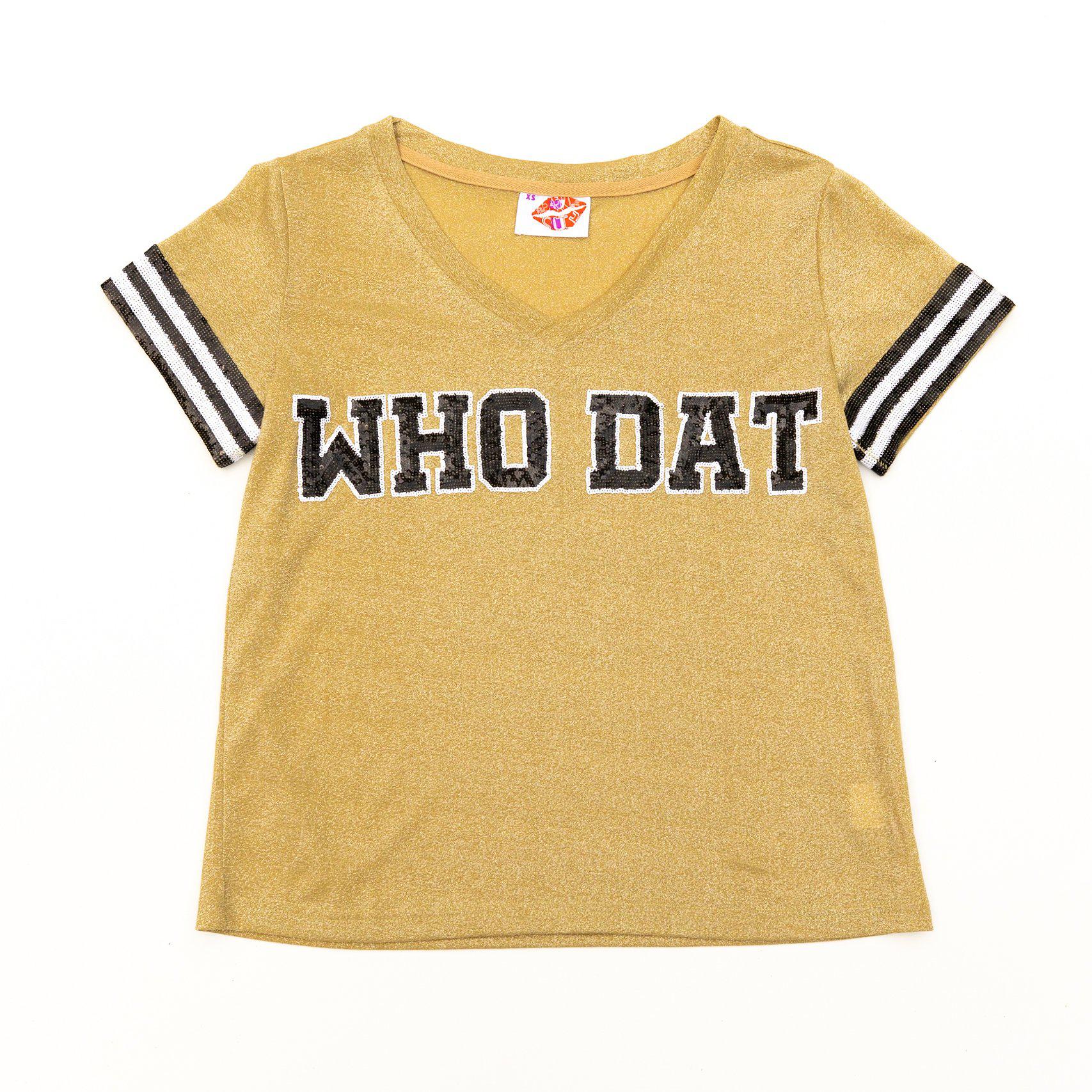 WHO DAT Gold Glitter Tee - Sparkle City Co